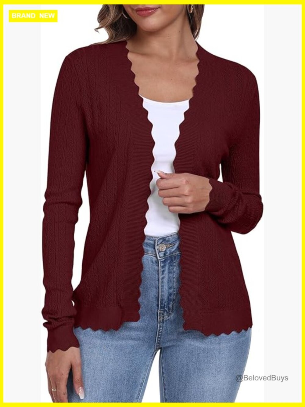 Open Front Lightweight Crochet Knit Cardigan Long Sleeve Summer